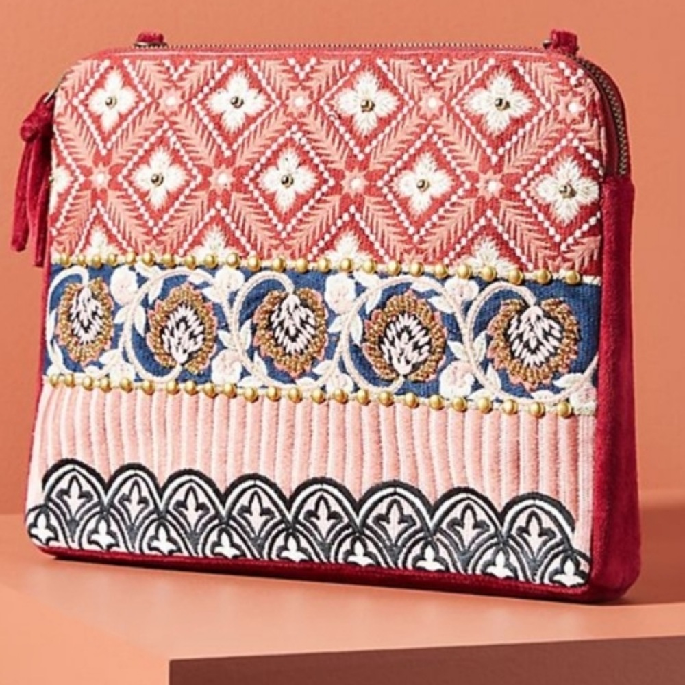 Anthropologie Embroidered Crossbody Purse EUC